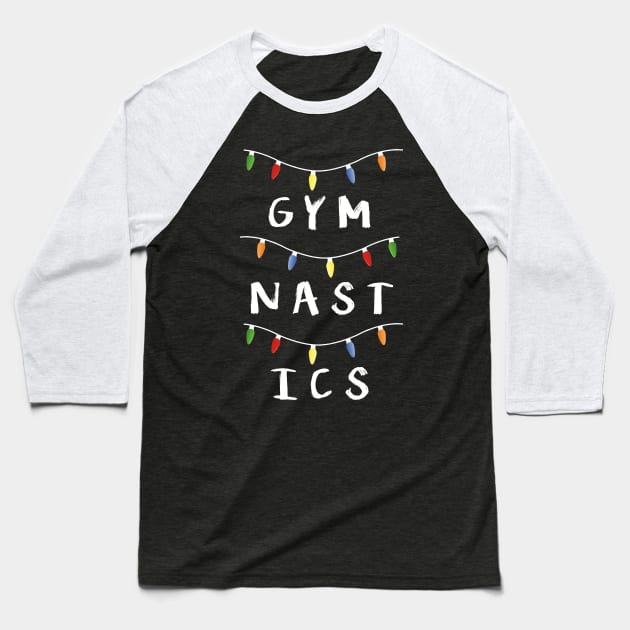 Gymnastics Christmas Lights Baseball T-Shirt by jordynslefteyebrow